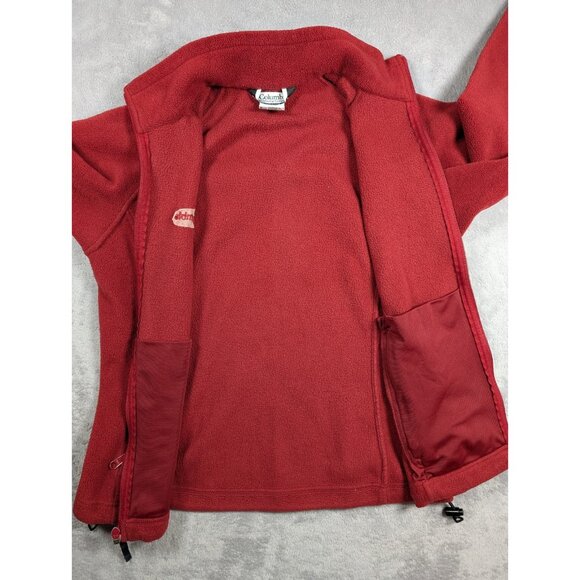 Columbia Vintage Fleece Jacket Womens Size Medium Red Full Zip Outdoor Hiking - Picture 4 of 10